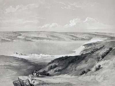 Genesaret Sø, fra rejse til det hellige land, litografi af David Roberts (1796-1864) af David Roberts