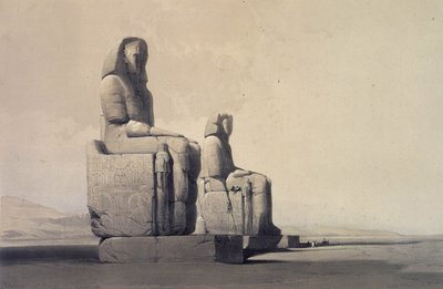 Statuer ved Theben, Egypten, c1845 (litografi) af David Roberts
