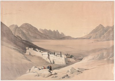 St. Catherine-klosteret, Sinai-bjerget, ser mod lejrens sletten, 1839. af David Roberts
