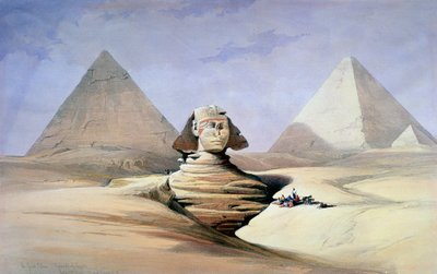 Den store sfinks og pyramiderne i Giza, 1838-1839 af David Roberts