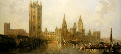 The Houses of Parliament (olie på lærred) af David Roberts