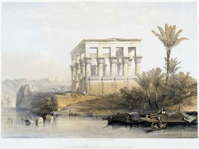 Hypaethral-templet i Philae, kaldet Faraos seng - i "Det hellige land", London 1849 af David Roberts
