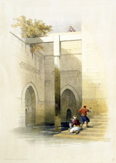 Nileometeret på Al-Rawdah Island, Cairo, fra Egypten og Nubia, Vol.3 af David Roberts