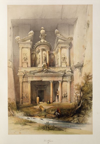 Skatkammeret - El Khasne, fra "The Holy Land"-serien, 1842-1849 af David Roberts