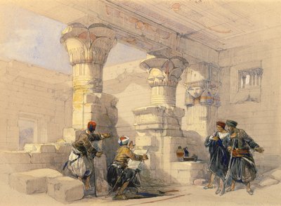 Udsigt fra under Portico af Dayr E Medeeneh, Theben af David Roberts