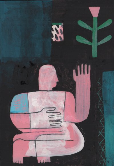 Black And Blue 1, 2023 (blandet maling på papir) af David Shillinglaw