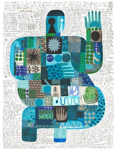 Blue At Its Edges, 2023 (akryl  blyant på papir) af David Shillinglaw