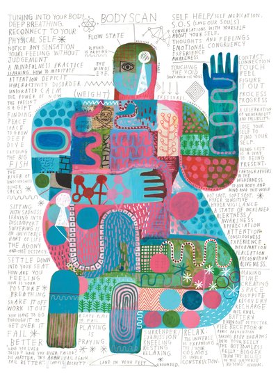 Body Scan, 2023 (akryl og blyant på papir) af David Shillinglaw