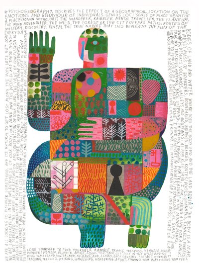 Psykogeografi, 2023 (akryl og blyant på papir) af David Shillinglaw