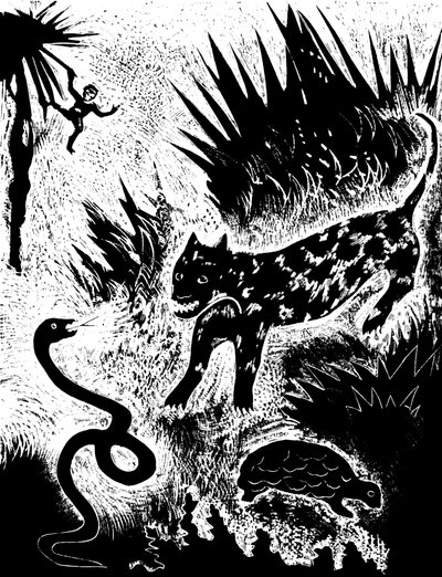 Illustration fra bogen Just so stories... af Rudyard Kipling, 1931. af David Sterenberg
