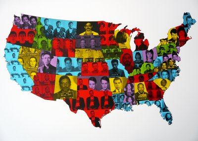 Celebrity Arrest Map (giclee og silketryk på papir) af David Studwell