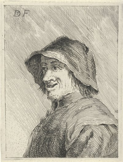 Bonde med hat på hovedet til venstre af David Teniers (II)