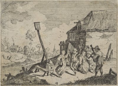 Dansende bønder på en kro af David Teniers (II)