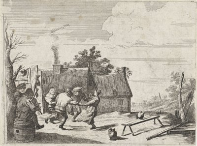 Dansende bønder til to musikeres musik af David Teniers (II)