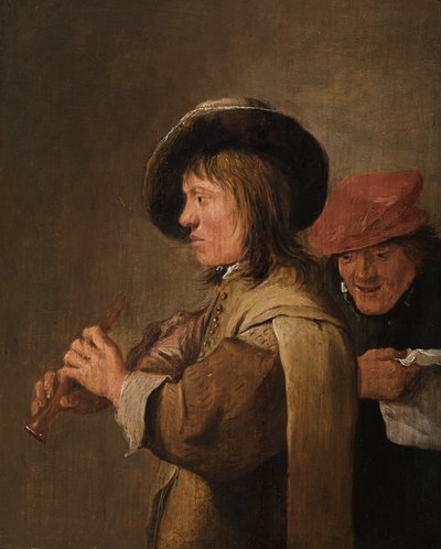 En fløjtespiller i profil af David Teniers the Younger