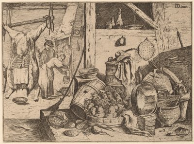 Interiør af et køkken af David Teniers the Younger
