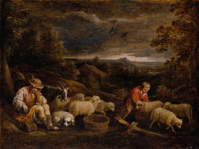 Hyrder og får. af David Teniers the Younger