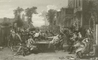 Chelsea Pensionister læser Gazette of the Battle of Waterloo af David Wilkie