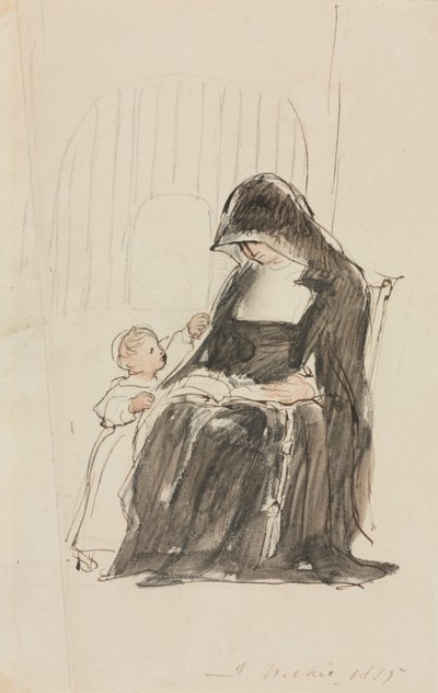 Nonne læser for et barn af David Wilkie