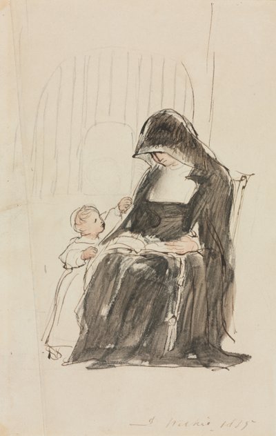 Nonne læser for et barn, 1835. af David Wilkie