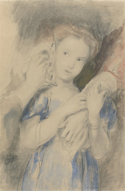 Studie til The First Ear Ring (wc, grafit og kridt på papir) af David Wilkie