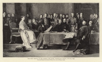Hendes Majestæt Dronningens første råd, Kensington Palace, 20. juni 1837 af David Wilkie
