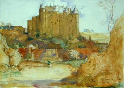Luynes på Loire (akvarel over blyant på papir) af David Young Cameron