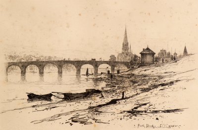 Perth Bridge (ætsning) af David Young Cameron