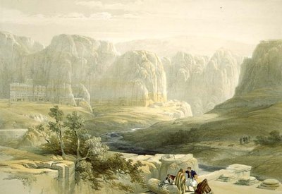 Petra ser mod syd, 9. marts 1839, plade 106 fra bind III af Det Hellige Land, indgraveret af Louis Haghe (1806-85) pub. 1849 af David after Roberts