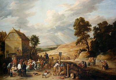 Country Dance Before an Inn (olie på lærred) af David Teniers the Younger