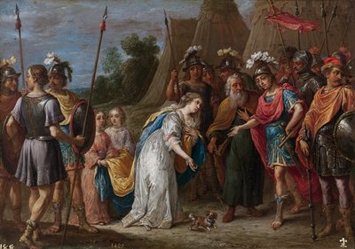 Eustathius går i forbøn til fordel for Armida (Armide) med Godfrey af Bouillon (Godefroy de Bouillon af David Teniers the Younger
