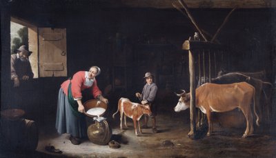 Interiør af en kostald, ca. 1640-50 (olie på lærred) af David Teniers the Younger