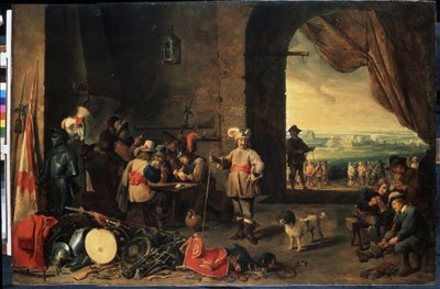 Vagtrummet. Maleri af David Teniers den yngre (1610-1690). Olie på træ, 69 x 103 cm af David Teniers the Younger