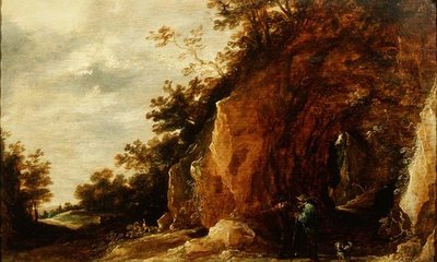 Landskab med rejsende (et af et par) af David Teniers the Younger