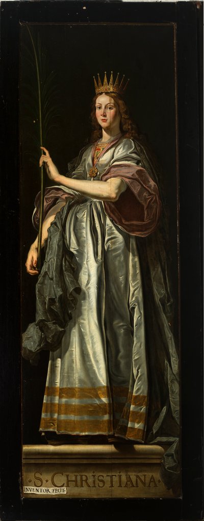 Sognekirke (Sognekirken Vor Frue). Interiør. maleri. triptisk. David Teniers den Ældre. Bagende. Christiana. af David Teniers the Younger