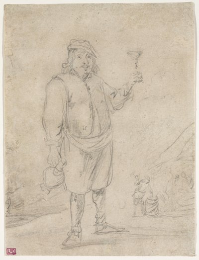 Bonde hæver et glas vin, ca. 1644 af David Teniers the Younger