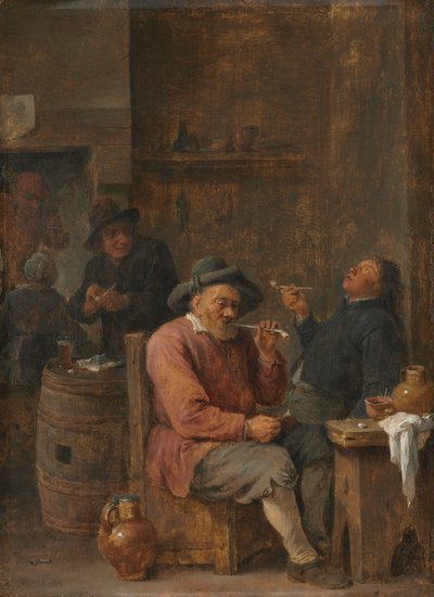 Bønder, der ryger på en kro, ca. 1640 (olie på træ) af David the Younger Teniers