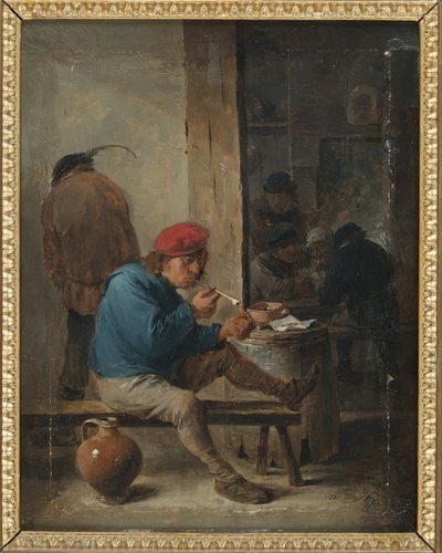 Scene de taverne avec fumeurs - Tavernscene med rygere, af Teniers, David, the Younger (1610-1690). Olie på træ. Mål: 23,9x19 cm. Nationalmuseum Stockholm af David Teniers the Younger