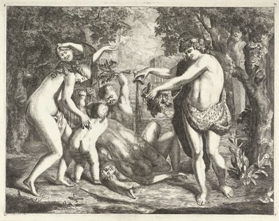 Landskab med Bacchanal, med Bacchus af David van der Plas
