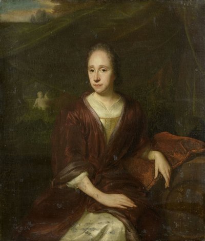 Portræt af Margaret Nelis (1652-17050, anden hustru til Casparus Commelin). af David van der Plas