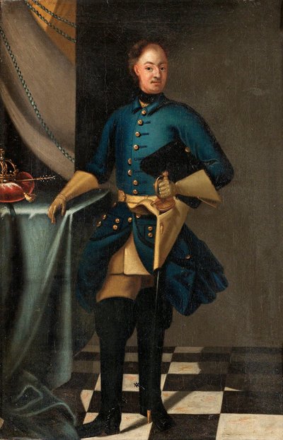 Portræt af kong Karl XII af Sverige (1682-1718) - Maleri af David von Krafft (1655-1724), olie på lærred, ca. 1716, 46,5x30,5 cm - Portræt af kong Karl XII af Sverige, Olie på lærred af David von Krafft - Privat Samling af David von Krafft