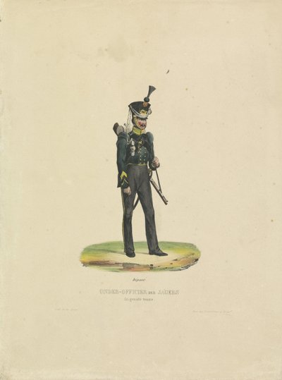 Jæger i stor uniform, 1820-1825 Underofficer i stor uniform (titel på objekt) af De la Cour