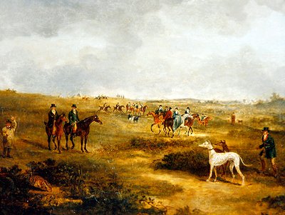 Hare coursing (olie på panel) (se 451920 for par) af Dean I Wolstenholme