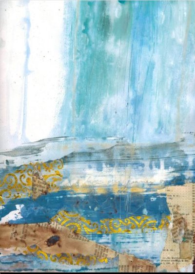 Abstrakt: Ocean Gold af Deb Chaney