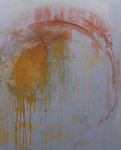 Gyldent, flydende, abstrakt af Deb Chaney