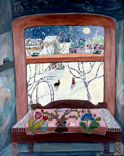 Appliqued, 2022 (akryl på lærred) af Deborah Eve Alastra