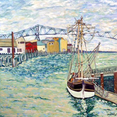 Astoria Boat, 2018 (akryl på lærred) af Deborah Eve Alastra