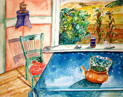 Blåt bord af Deborah Eve Alastra