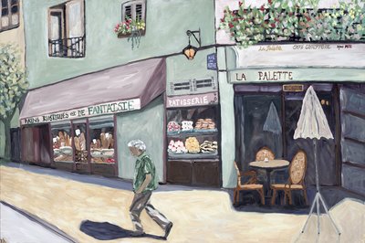 Cafe Corner, 2017 (akryl på lærred) af Deborah Eve Alastra
