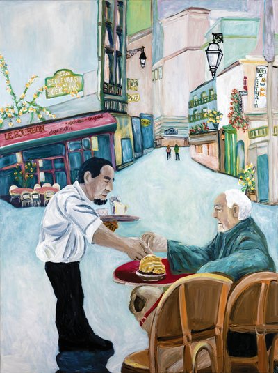 Cafe St. Germain, 2017 (akryl på lærred) af Deborah Eve Alastra